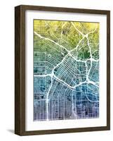 Los Angeles City Street Map-Tompsett Michael-Framed Art Print