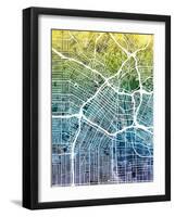 Los Angeles City Street Map-Tompsett Michael-Framed Art Print