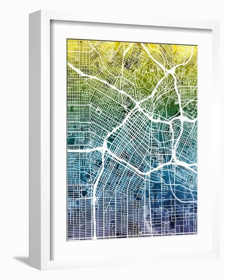 Los Angeles City Street Map-Tompsett Michael-Framed Art Print