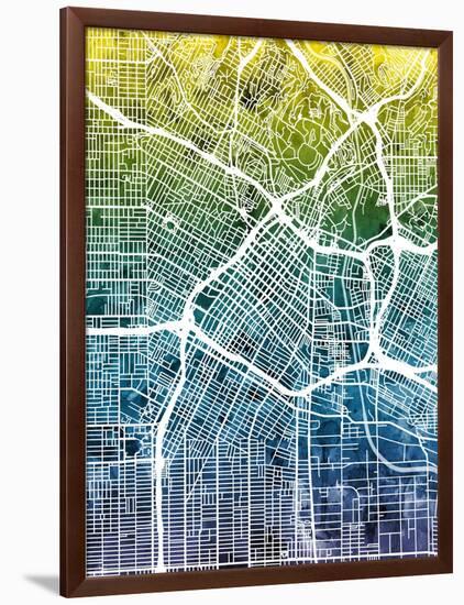 Los Angeles City Street Map-Tompsett Michael-Framed Art Print