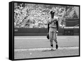 Los Angeles Dodgers Pitcher Sandy Koufax Taking the Field During Game Against the Milwaukee Braves-Robert W^ Kelley-Framed Stretched Canvas