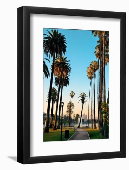Los Angeles Downtown Park View with Palm Trees.-Songquan Deng-Framed Photographic Print