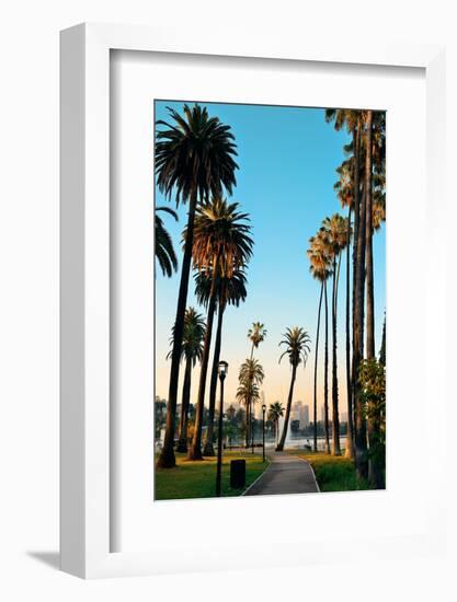 Los Angeles Downtown Park View with Palm Trees.-Songquan Deng-Framed Photographic Print