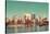Los Angeles Downtown View from Park with Water Reflections.-Songquan Deng-Stretched Canvas