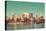 Los Angeles Downtown View from Park with Water Reflections.-Songquan Deng-Stretched Canvas