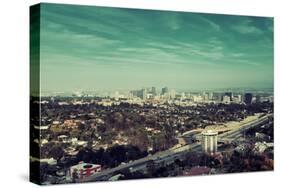 Los Angeles Downtown View with Highway and Urban Architectures.-Songquan Deng-Stretched Canvas