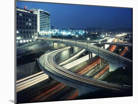 Los Angeles Freeway Evening Long Exposure, 1959-Ralph Crane-Mounted Photographic Print