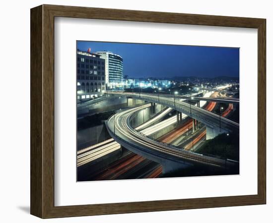 Los Angeles Freeway Evening Long Exposure, 1959-Ralph Crane-Framed Photographic Print