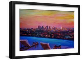 Los Angeles Infinity Skyline with Infinite View Pool-Markus Bleichner-Framed Art Print