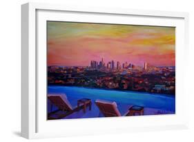 Los Angeles Infinity Skyline with Infinite View Pool-Markus Bleichner-Framed Art Print