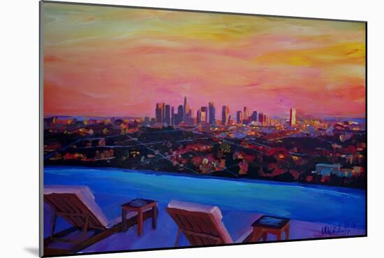 Los Angeles Infinity Skyline with Infinite View Pool-Markus Bleichner-Mounted Art Print