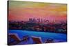 Los Angeles Infinity Skyline with Infinite View Pool-Markus Bleichner-Stretched Canvas