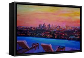 Los Angeles Infinity Skyline with Infinite View Pool-Markus Bleichner-Framed Stretched Canvas