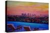 Los Angeles Infinity Skyline with Infinite View Pool-Markus Bleichner-Stretched Canvas
