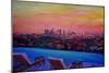 Los Angeles Infinity Skyline with Infinite View Pool-Markus Bleichner-Mounted Premium Giclee Print