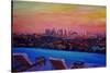 Los Angeles Infinity Skyline with Infinite View Pool-Markus Bleichner-Stretched Canvas