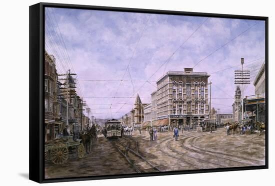 Los Angeles: Looking South From Main & Spring-Stanton Manolakas-Framed Stretched Canvas