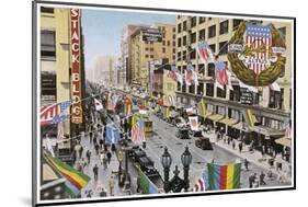 Los Angeles: Main Street Decked Out in Flags in Honour of the Olympic Games-null-Mounted Photographic Print