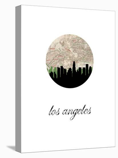 Los Angeles Map Skyline-Paperfinch 0-Stretched Canvas