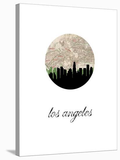 Los Angeles Map Skyline-Paperfinch 0-Stretched Canvas