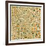 Los Angeles Map-Jazzberry Blue-Framed Art Print