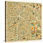 Los Angeles Map-Jazzberry Blue-Stretched Canvas