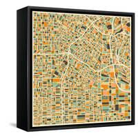 Los Angeles Map-Jazzberry Blue-Framed Stretched Canvas