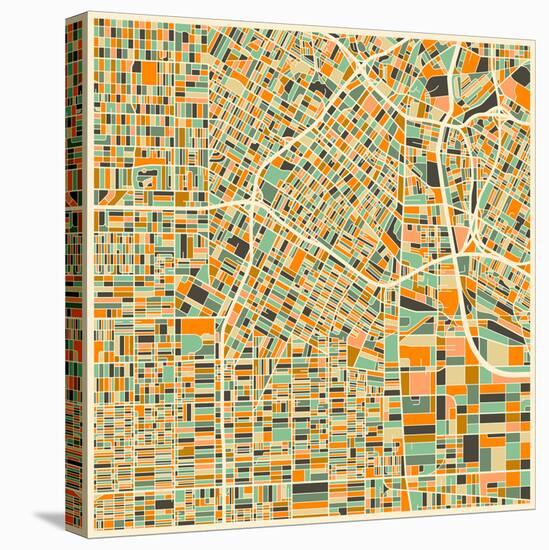 Los Angeles Map-Jazzberry Blue-Stretched Canvas