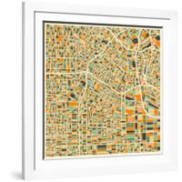 Los Angeles Map-Jazzberry Blue-Framed Art Print