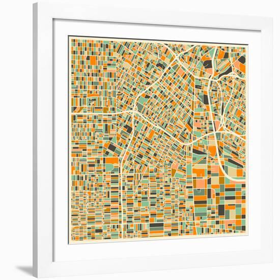 Los Angeles Map-Jazzberry Blue-Framed Art Print