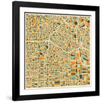 Los Angeles Map-Jazzberry Blue-Framed Art Print