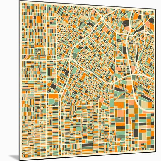 Los Angeles Map-Jazzberry Blue-Mounted Art Print