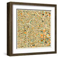 Los Angeles Map-Jazzberry Blue-Framed Art Print