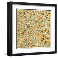 Los Angeles Map-Jazzberry Blue-Framed Art Print