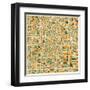 Los Angeles Map-Jazzberry Blue-Framed Art Print