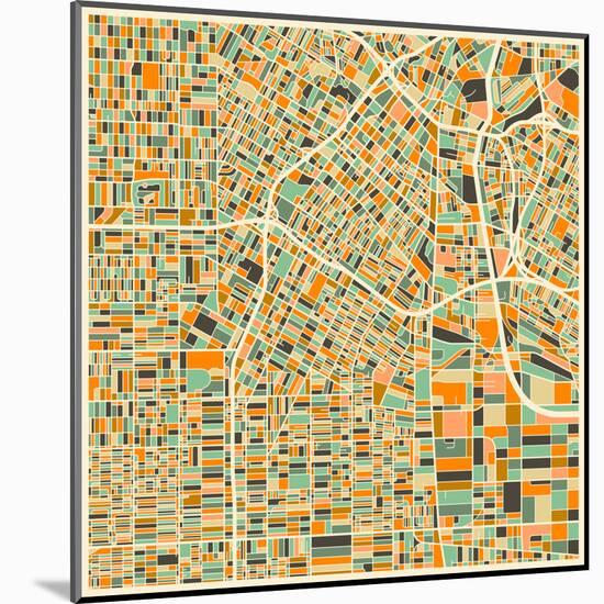 Los Angeles Map-Jazzberry Blue-Mounted Art Print