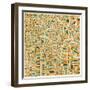 Los Angeles Map-Jazzberry Blue-Framed Art Print