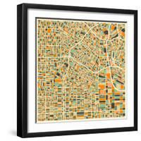 Los Angeles Map-Jazzberry Blue-Framed Art Print