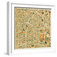 Los Angeles Map-Jazzberry Blue-Framed Art Print