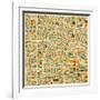 Los Angeles Map-Jazzberry Blue-Framed Giclee Print