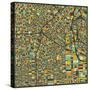 Los Angeles Map-Jazzberry Blue-Stretched Canvas