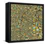 Los Angeles Map-Jazzberry Blue-Framed Stretched Canvas