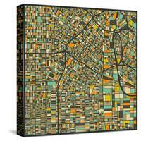 Los Angeles Map-Jazzberry Blue-Stretched Canvas