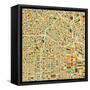 Los Angeles Map-Blue Jazzberry-Framed Stretched Canvas