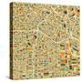 Los Angeles Map-Blue Jazzberry-Stretched Canvas