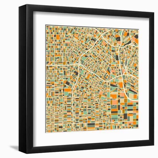 Los Angeles Map-Blue Jazzberry-Framed Art Print