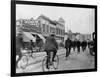 Los Angeles Police Officers Bicycling Past Broadway Storefronts-null-Framed Photographic Print