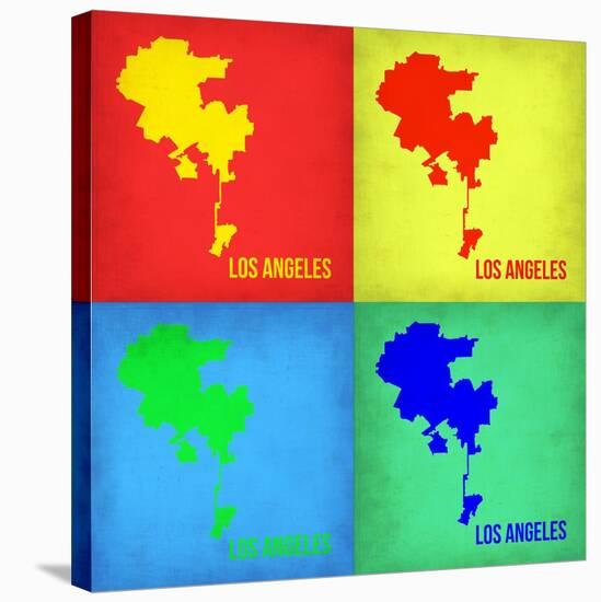 Los Angeles Pop Art Map 1-NaxArt-Stretched Canvas
