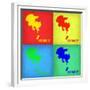 Los Angeles Pop Art Map 1-NaxArt-Framed Premium Giclee Print