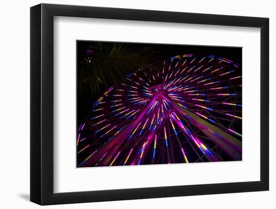 Los Angeles, Santa Monica, Cityview and Ferris Wheel at Night-David Wall-Framed Photographic Print